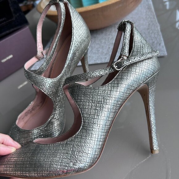 Enzo Angiolini High Heels | Pewter Strappy Mary Janes - Picture 2 of 7